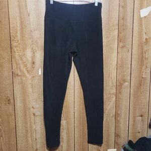 Black Fleece Leggings Med Recycled Polyester Blend Sustainable Active Wear